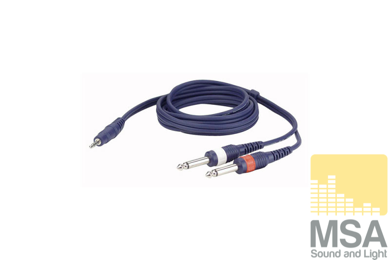 2x 6,3 Jack -> 3,5 Jack stereo 1,5 mtr