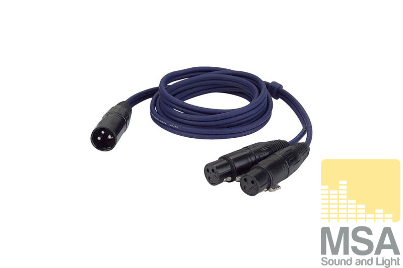 XLR male -> 2x XLR female 1,5 mtr (Y-kabel)