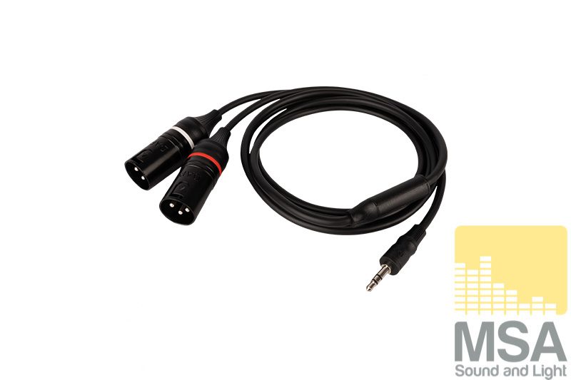 2x XLR male -> 3,5 Jack stereo 1,5 meter