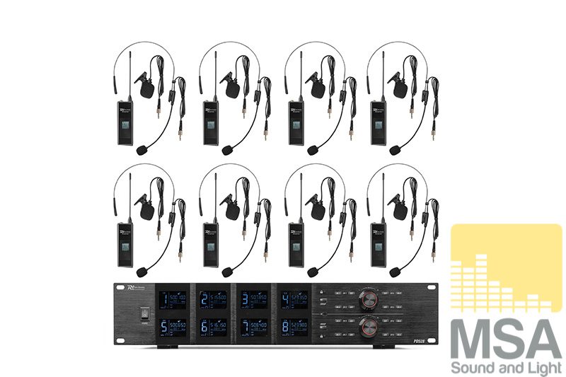 Power Dynamics PD528B UHF draadloos microfoonsysteem met 8 bodypack microfoons